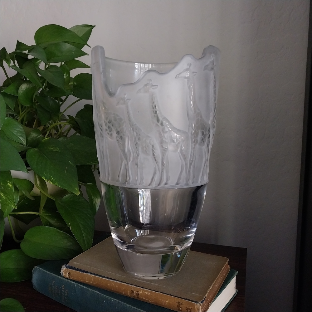 Nachtmann Crystal Glass SAFARI LINE Giraffe Vase 3D Frosted And Clear - Picture 1 of 11